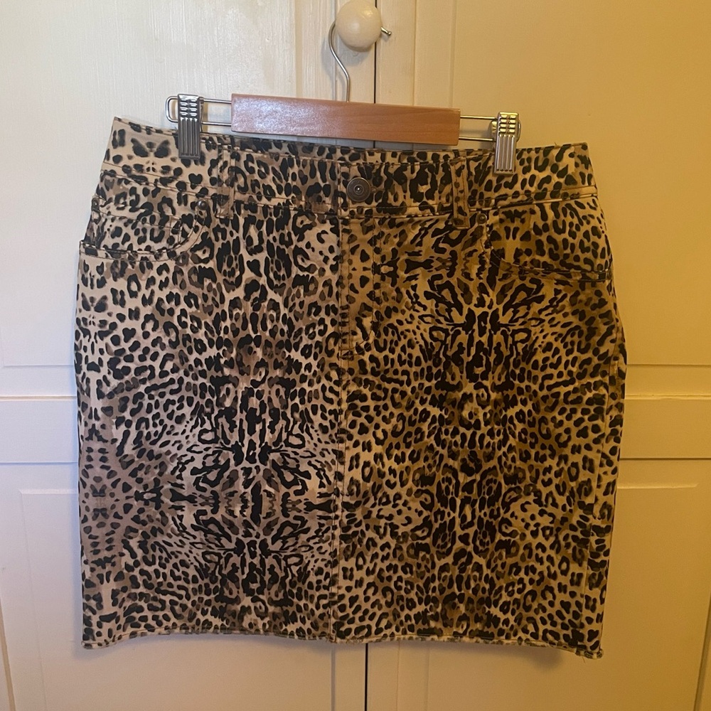 INC international concepts soft denim leopard mini skirt